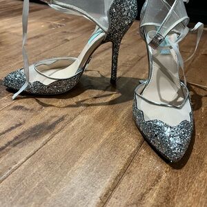 Elegant Silver Glitter Heels